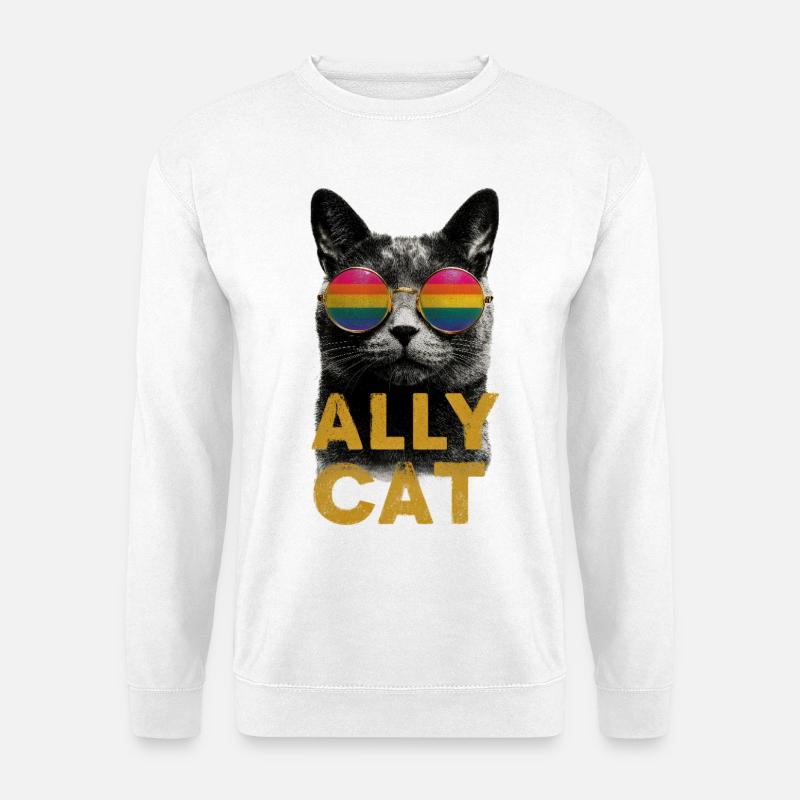 Hippie-Kater mit Sonnenbrille - Unisex Pullover - Weiß