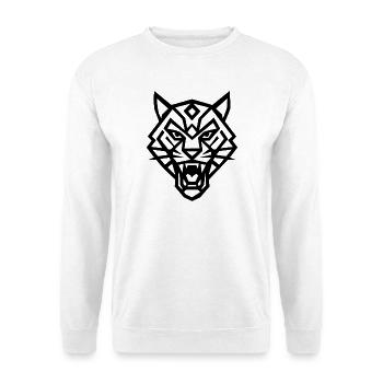 Geometrischer Tiger – Essentielle schwarze Linien - Unisex Pullover - Weiß - Vorne