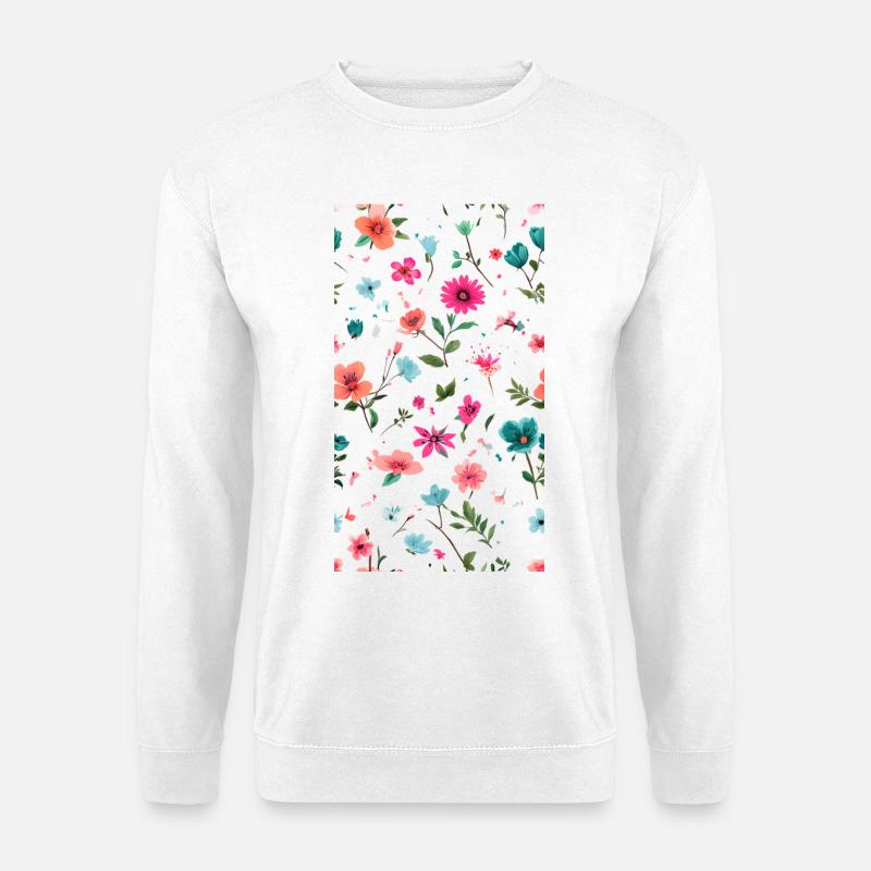 Lebendiges Blumenmuster Kunst - Unisex Pullover - Weiß