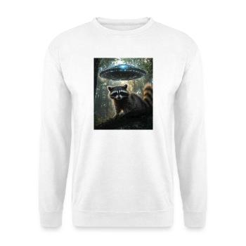 Waschbär Selfie mit UFO - Unisex Pullover - Weiß - Vorne