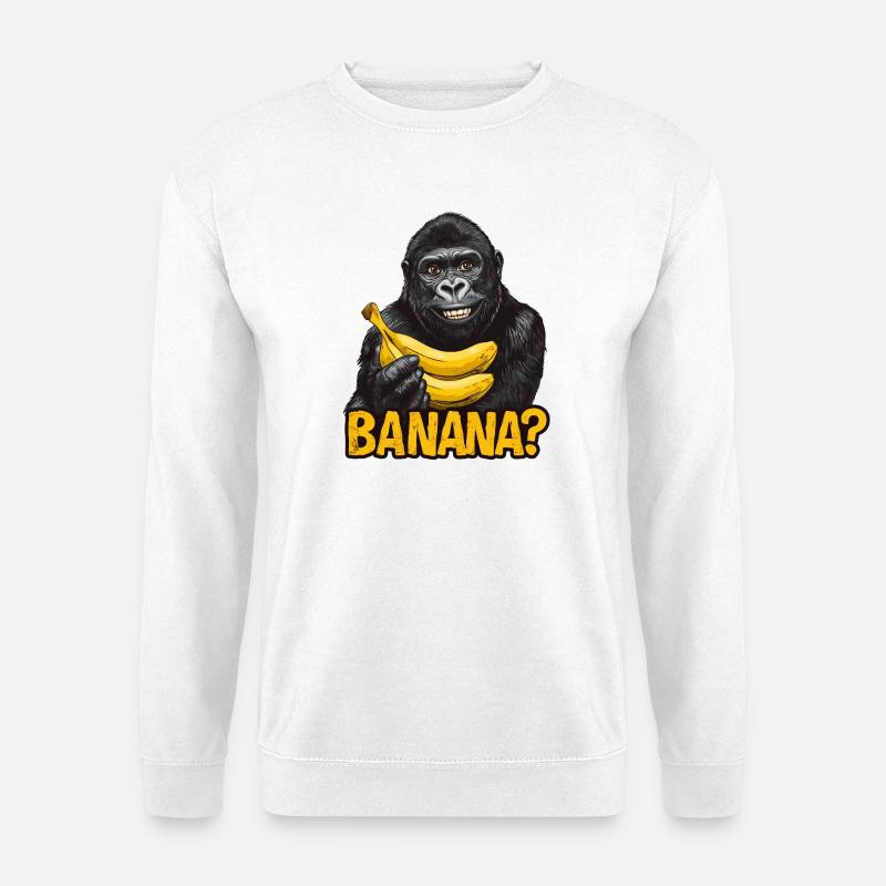 Gorilla mit Bananen - Unisex Pullover - Weiß
