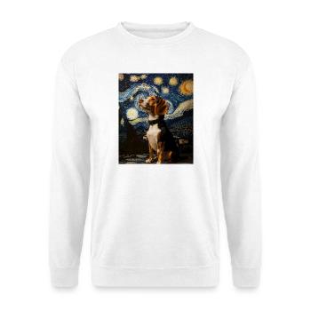 Beagle Hund Van Gogh Style Starry Night - Unisex Pullover - Weiß - Vorne - Alina (178cm) & Michal (187cm)