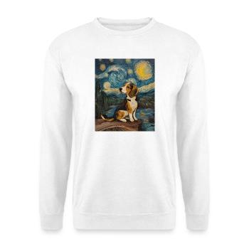 Beagle Hund Van Gogh Style Starry Night - Unisex Pullover - Weiß - Vorne - Alina (178cm) & Michal (187cm)