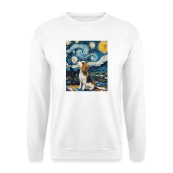 Beagle Hund Van Gogh Style Starry Night - Unisex Pullover - Weiß - Vorne - Alina (178cm) & Michal (187cm)