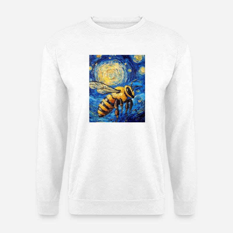 Biene Van Gogh Style Starry Night - Unisex Pullover - Weiß