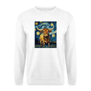 Vache Vaches Taureau Style Van Gogh Étoilé - Sweat-shirt Unisexe - blanc - Devant