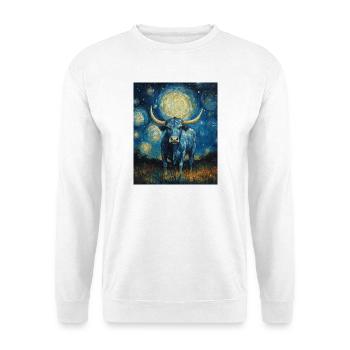 Vache Vaches Taureau Style Van Gogh Étoilé - Sweat-shirt Unisexe - blanc - Devant