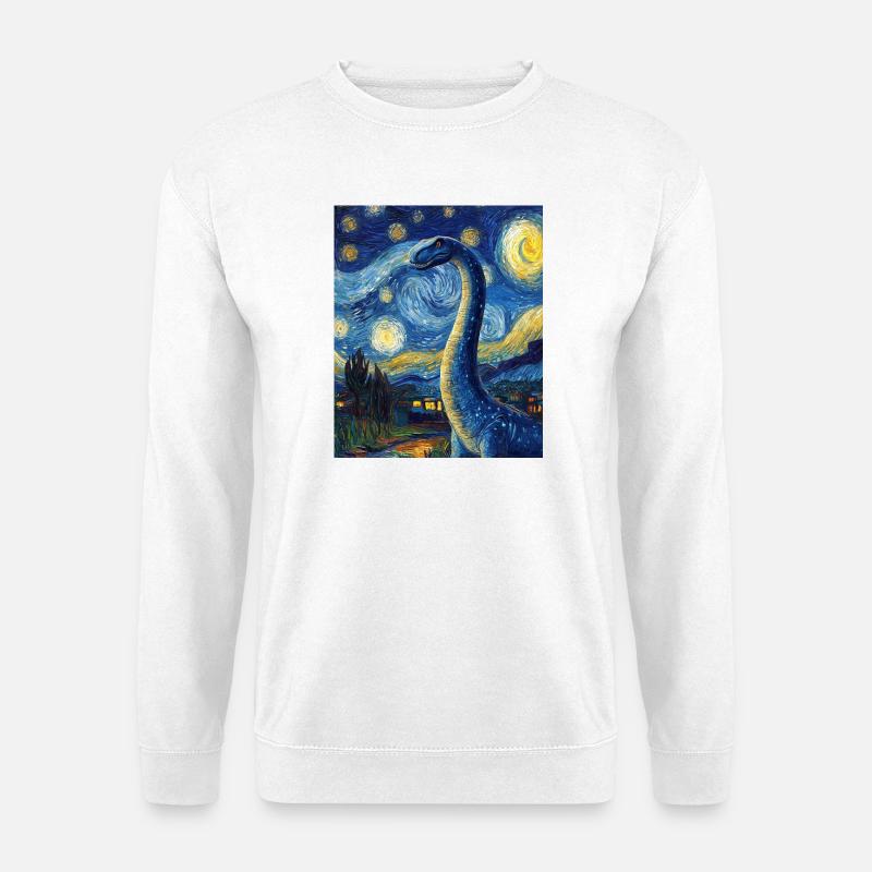 Brachiosaurus Dino Van Gogh Style Starry - Unisex Sweatshirt - white