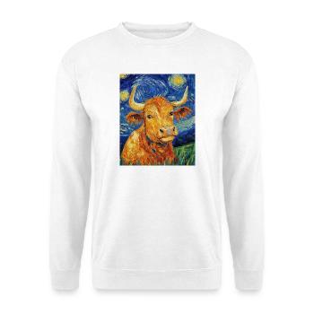Vache Vaches Taureau Style Van Gogh Étoilé - Sweat-shirt Unisexe - blanc - Devant