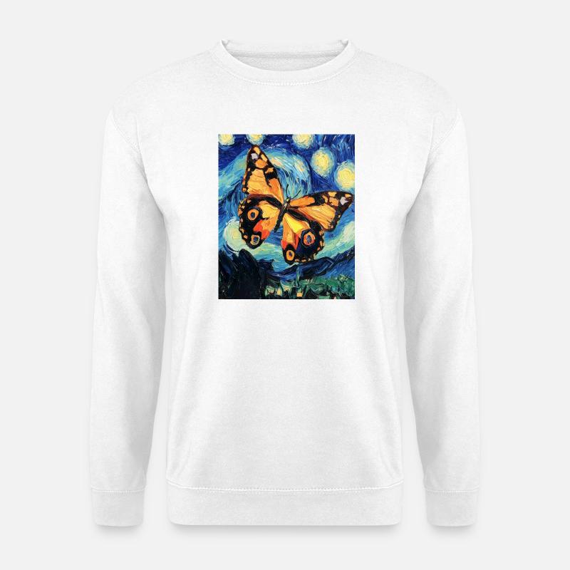 Butterfly Van Gogh Style Starry - Unisex Sweatshirt - white