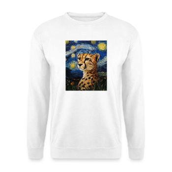 Guépard Léopard Style Van Gogh Étoilé - Sweat-shirt Unisexe - blanc - Devant