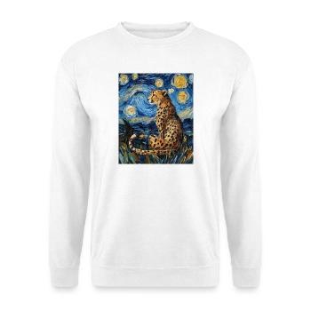 Guépard Léopard Style Van Gogh Étoilé - Sweat-shirt Unisexe - blanc - Devant