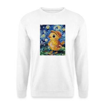 Poussin Poulet Coq Style Van Gogh Étoilé - Sweat-shirt Unisexe - blanc - Devant