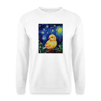 Poussin Poulet Coq Style Van Gogh Étoilé - Sweat-shirt Unisexe - blanc - Devant