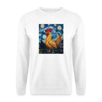 Poulet Coq Poulets Style Van Gogh Étoilé - Sweat-shirt Unisexe - blanc - Devant