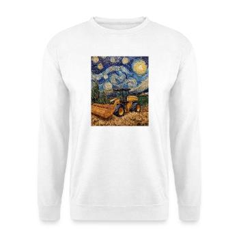 Combine Harvester Farmer Van Gogh Style Starry - Unisex Sweatshirt - white - Front