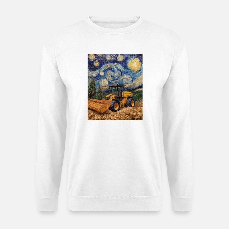 moissonneuse-batteuse fermier style van gogh étoilé - Sweat-shirt Unisexe - blanc