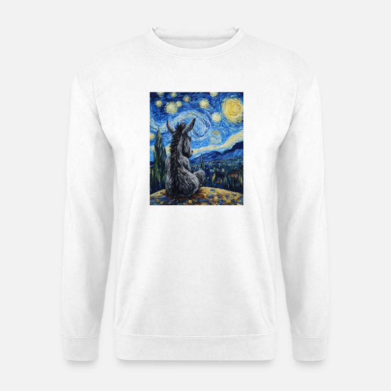 Esel Donkey Van Gogh Style Starry Night - Unisex Pullover - Weiß