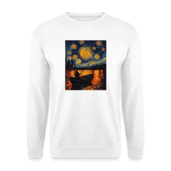 Pêcheur Pêche Angel Van Gogh Style Nuit étoilée - Sweat-shirt Unisexe - blanc - Devant