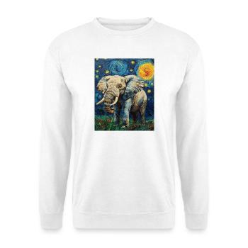 Éléphant Van Gogh Style Nuit étoilée - Sweat-shirt Unisexe - blanc - Devant