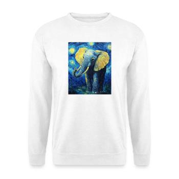 Éléphant Van Gogh Style Nuit étoilée - Sweat-shirt Unisexe - blanc - Devant