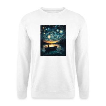 Pêcheur Pêche Angel Van Gogh Style Nuit étoilée - Sweat-shirt Unisexe - blanc - Devant