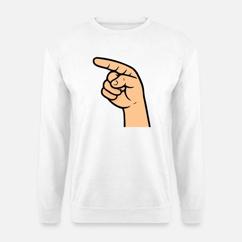 Hand Zeigefinger Comic - Unisex Pullover - Weiß