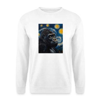 Gorille Gorille Singe Style Van Gogh Nuit étoilée - Sweat-shirt Unisexe - blanc - Devant