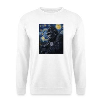 Gorille Gorille Singe Style Van Gogh Nuit étoilée - Sweat-shirt Unisexe - blanc - Devant