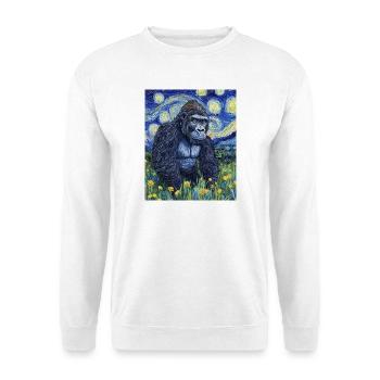 Gorille Gorille Singe Style Van Gogh Nuit étoilée - Sweat-shirt Unisexe - blanc - Devant