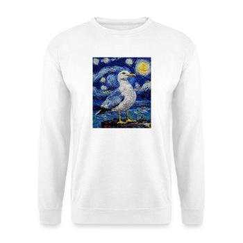 Seagull Bird Van Gogh Style Starry Night - Unisex Sweatshirt - white - Front