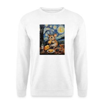 Souris mange du fromage Nuit étoilée à la Van Gogh - Sweat-shirt Unisexe - blanc - Devant