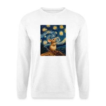 Souris mange du fromage Nuit étoilée à la Van Gogh - Sweat-shirt Unisexe - blanc - Devant