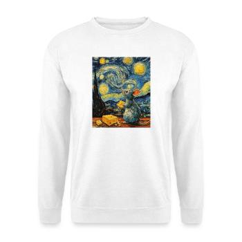 Souris mange du fromage Nuit étoilée à la Van Gogh - Sweat-shirt Unisexe - blanc - Devant
