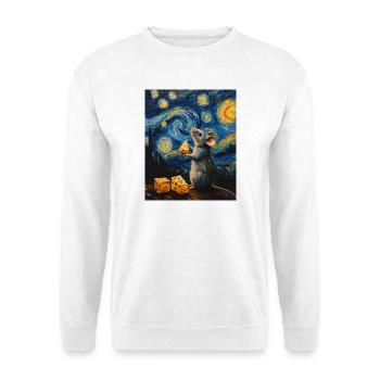 Souris mange du fromage Nuit étoilée à la Van Gogh - Sweat-shirt Unisexe - blanc - Devant