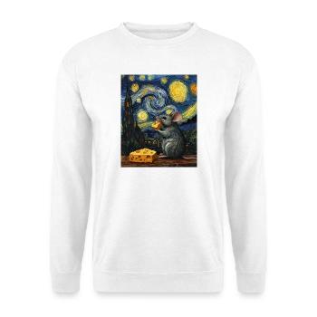 Souris mange du fromage Nuit étoilée à la Van Gogh - Sweat-shirt Unisexe - blanc - Devant
