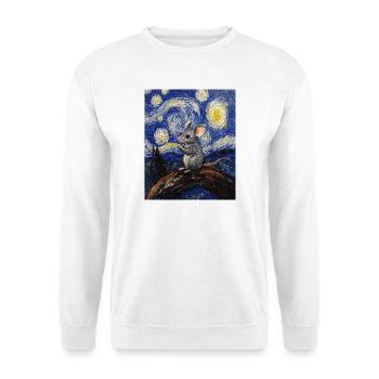 Souris mange du fromage Nuit étoilée à la Van Gogh - Sweat-shirt Unisexe - blanc - Devant
