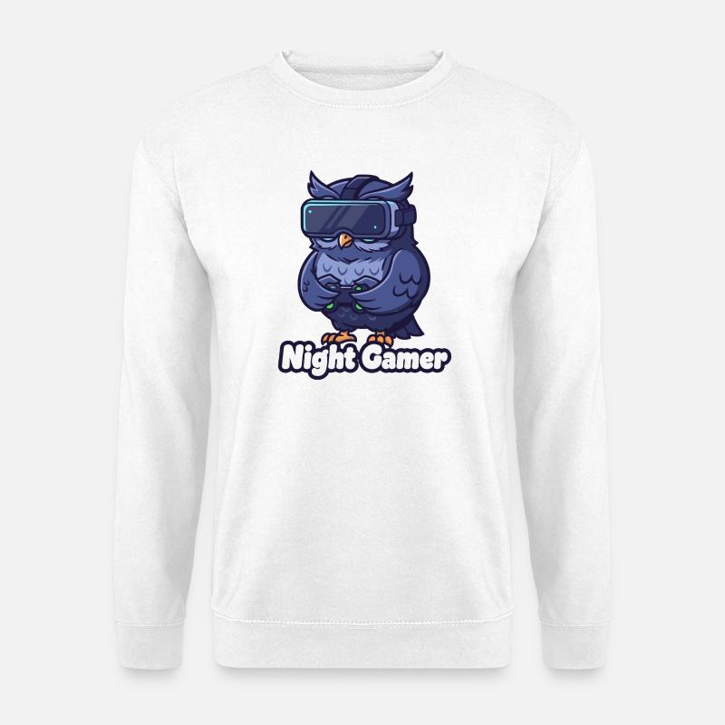 NachtGamer Eule VR - Unisex Pullover - Weiß