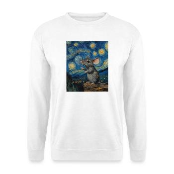 Souris mange du fromage Nuit étoilée à la Van Gogh - Sweat-shirt Unisexe - blanc - Devant