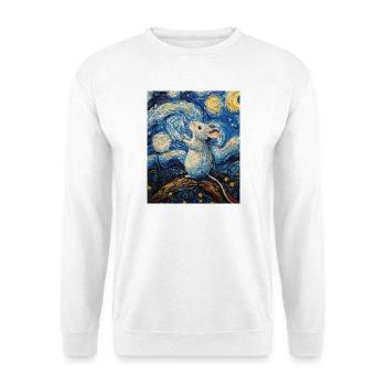 Souris mange du fromage Nuit étoilée à la Van Gogh - Sweat-shirt Unisexe - blanc - Devant