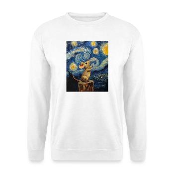 Souris mange du fromage Nuit étoilée à la Van Gogh - Sweat-shirt Unisexe - blanc - Devant