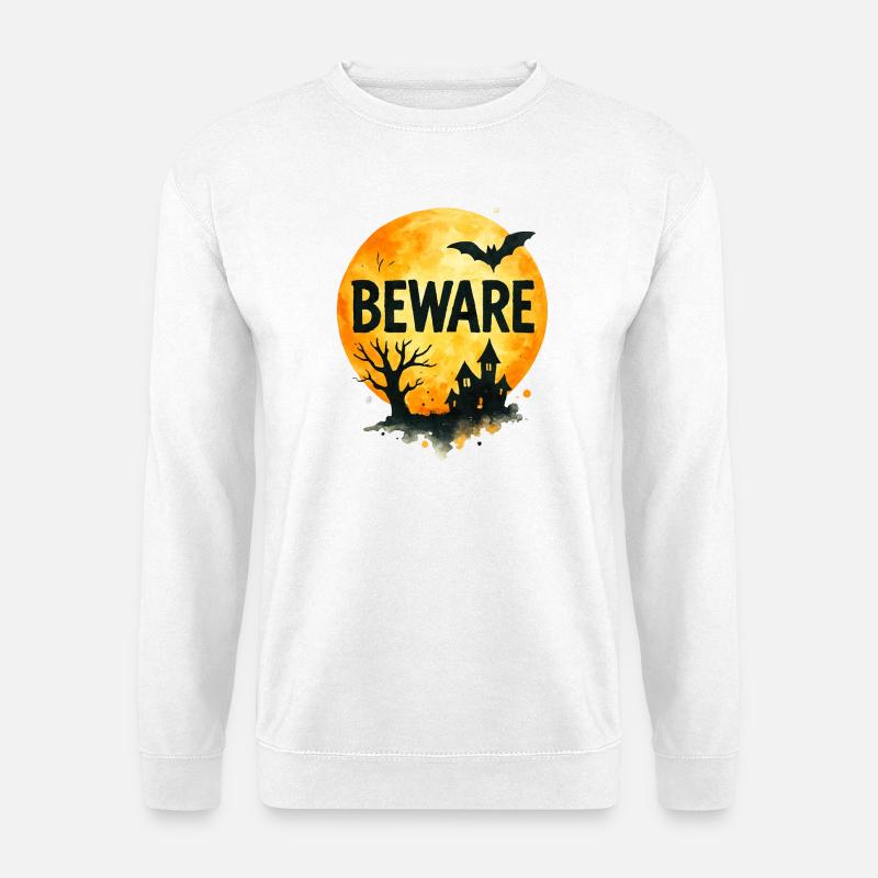 Gruseliges Spukhaus für Halloween - Unisex Pullover - Weiß