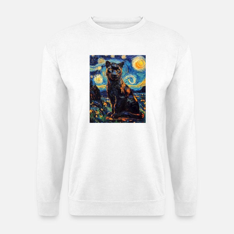 Panther Van Gogh Style Starry Night - Unisex Pullover - Weiß