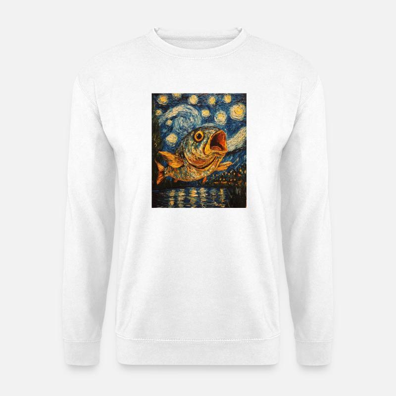 Karpfen Fisch Van Gogh Style  - Unisex Pullover - Weiß