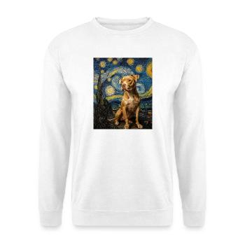 Pitbull chien chiens Van Gogh style nuit étoilée - Sweat-shirt Unisexe - blanc - Devant