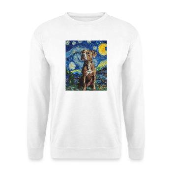 Pitbull chien chiens Van Gogh style nuit étoilée - Sweat-shirt Unisexe - blanc - Devant