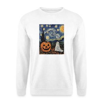 citrouille fantôme halloween van gogh style nuit étoilée - Sweat-shirt Unisexe - blanc - Devant
