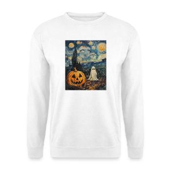 citrouille fantôme halloween van gogh style nuit étoilée - Sweat-shirt Unisexe - blanc - Devant
