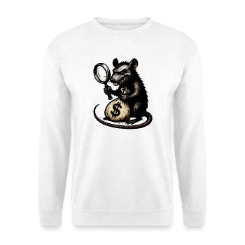 Rat with magnifying glass and money bag - Unisex Sweatshirt - white - Front