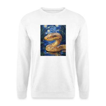 Serpent Python Style Van Gogh Nuit étoilée - Sweat-shirt Unisexe - blanc - Devant